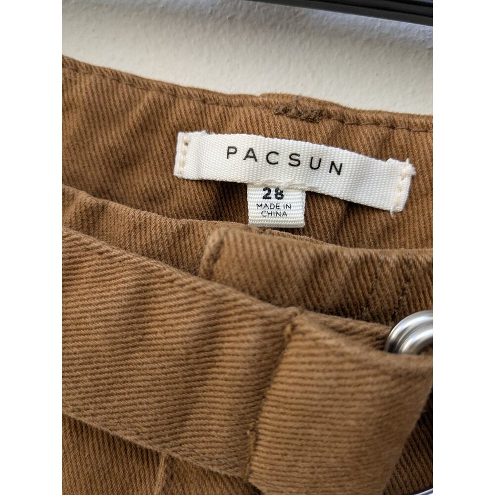 PacSun Women's Pants Utility Cargo Rustic Belted Brown Denim Size 28 - Picture 3 of 14